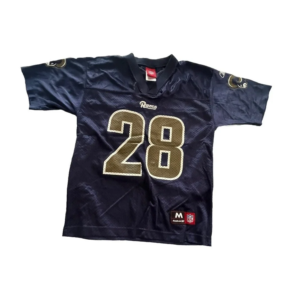 Deadstock Y2K Marshall Faulk VTG St. Louis Rams #28 YOUTH Jersey  Medium 10-12
